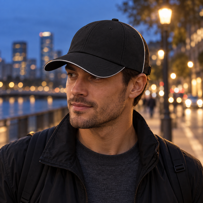 Reflective-Trim Safety Cap