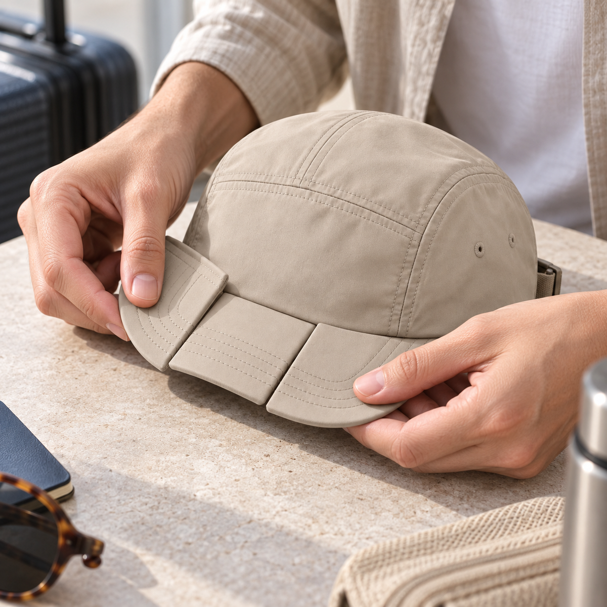 Foldable-Brim Travel Cap