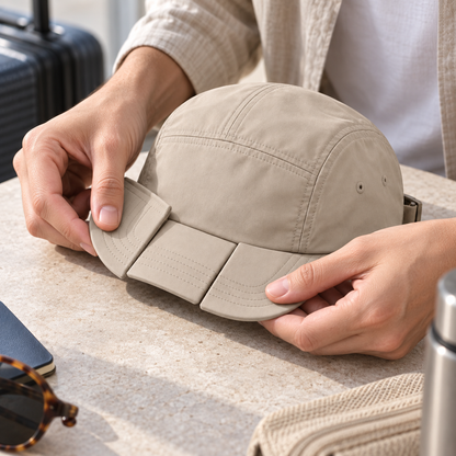 Foldable-Brim Travel Cap